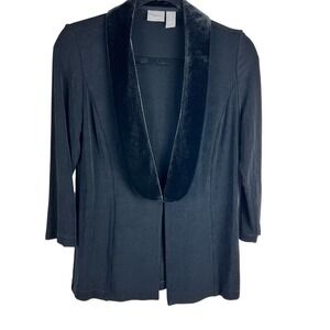 Travelers by Chico's Velvet Collar Black Travel Jacket Versatile & Comfy S Small